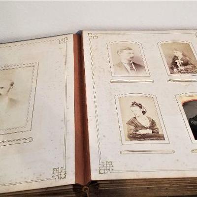 Lot #222  Antique photo Album with many 19th Century Cabinet Card photographs and CDVs