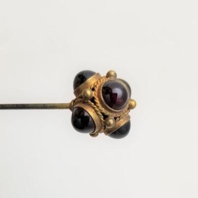 Lot #226  Antique Hatpin with 14kt gold top - Cabochon Garnets