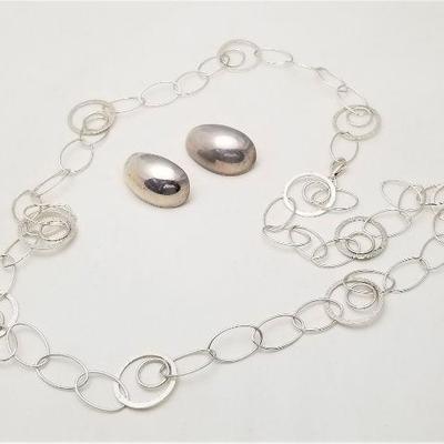 Lot #227 Sterling Silver Necklace and Earrings Set