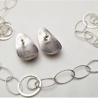 Lot #227 Sterling Silver Necklace and Earrings Set