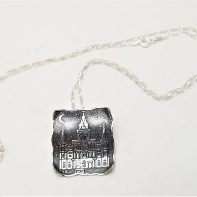 Lot #230  Sterling Silver St. Louis Cathedral Pendant on Sterling Chain