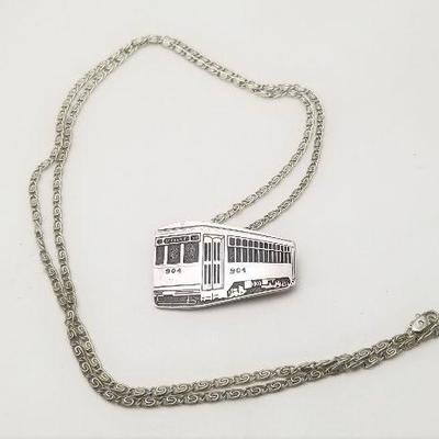 Lot #234  Sterling Silver Streetcar Brooch/Pendant - ADLER