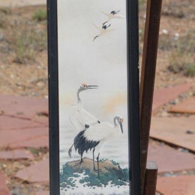 Lot 2-104: Vintage Asian Painted Silk Crane Scene {12
