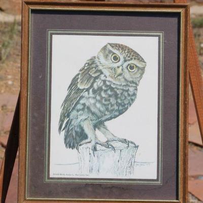 Lot 2-113: Vintage SIGNED Owl Lithograph {10.5