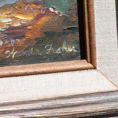 Lot 2-116: Vintage Crashing Ocean Waves Oil Painting SIGNED by Wanda Fisher {18.5