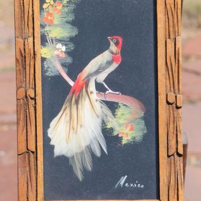 Lot 2-122: Vintage Mexico FeatherCraft Fine Art Bird Wood Framed {8