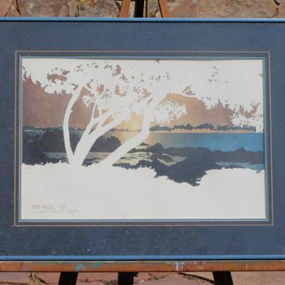 Lot 2-129: Vintage SIGNED Sunset Scene Lithograph by BYRON BIRDSALL 1979 {24