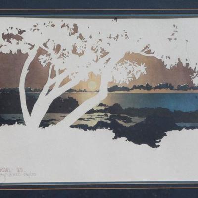 Lot 2-129: Vintage SIGNED Sunset Scene Lithograph by BYRON BIRDSALL 1979 {24
