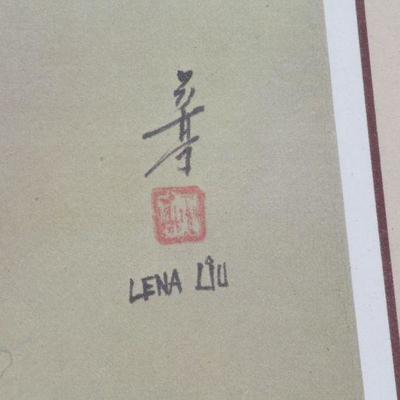 Lot 2-130: Vintage SIGNED Lena Liu Framed Fine Art {20.5