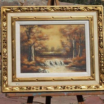 Lot 2-142: Vintage Babbling Brook Oil Painting {24