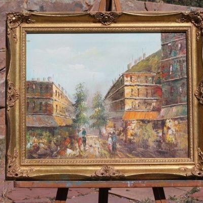 Lot 2-144: Vintage French Impressionist Oil Painting {24.5