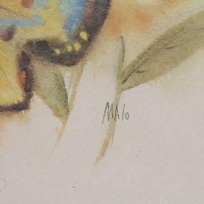 Lot 2-155: Vintage Butterfly and Flower Theme SIGNED Original Artwork {21.5
