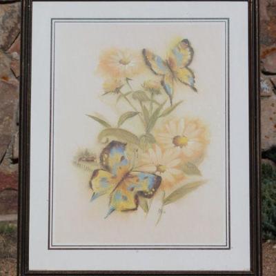 Lot 2-155: Vintage Butterfly and Flower Theme SIGNED Original Artwork {21.5