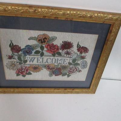 Lot 152 - Framed Needlepoint Welcome Wall Hanging 16