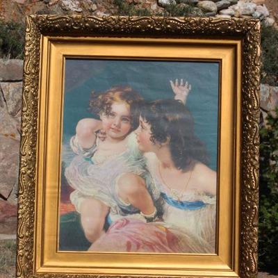 Lot 2-157: Large Framed Antique/Vintage Framed Print of Sisters {27