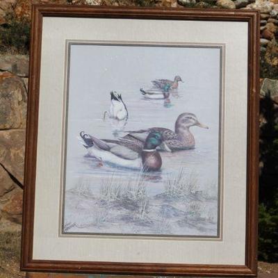 Lot 2-158: Vintage Framed SIGNED by ANNI MOLLER Ducks in Water Original Artwork {28