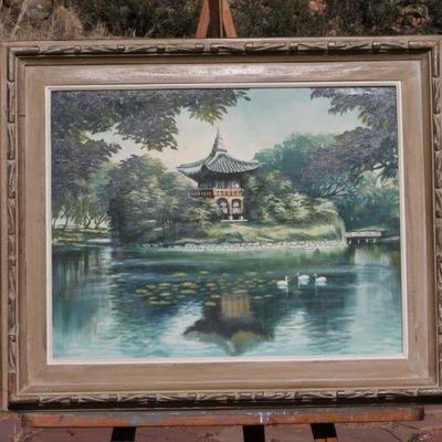 Lot 2-173: Vintage Framed Oil Painting Reproduction {26