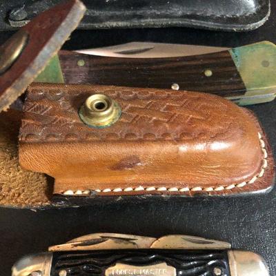 F61: Pocket Knives:  Camillus 1985, Buck 110, Forest Master Colonial and Sterling Pilot Wings