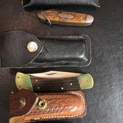 F61: Pocket Knives:  Camillus 1985, Buck 110, Forest Master Colonial and Sterling Pilot Wings