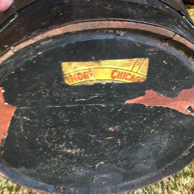 F69: Vintage Wood Whiskey Keg Iron Banded Barrel Chicago Bung 