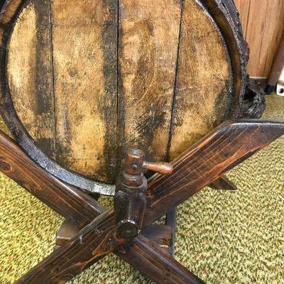 F70: Large Wood Whiskey Wood Barrel with Tap & Stand