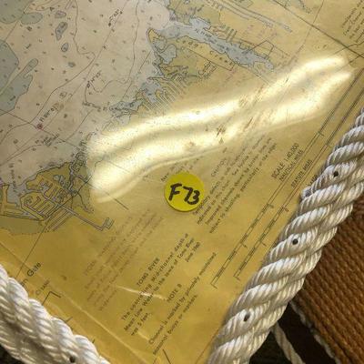 F73: Nautical Designed Tray Table and Rope Foot Stool
