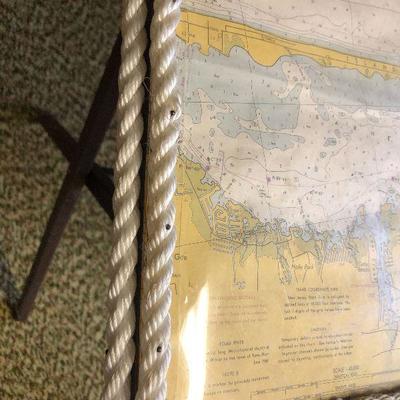 F73: Nautical Designed Tray Table and Rope Foot Stool