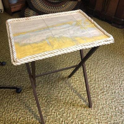 F73: Nautical Designed Tray Table and Rope Foot Stool