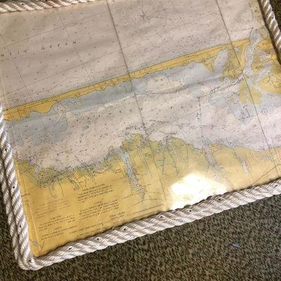 F73: Nautical Designed Tray Table and Rope Foot Stool