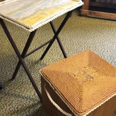 F73: Nautical Designed Tray Table and Rope Foot Stool