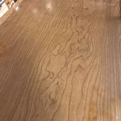 F74: Mid Century Modern Two-Tier Metal Bar/Utility Cart Faux Wood Grain on Wheels. 