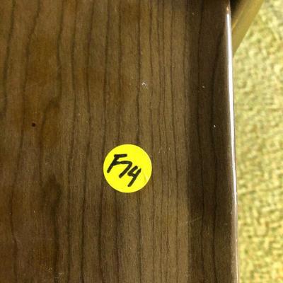 F74: Mid Century Modern Two-Tier Metal Bar/Utility Cart Faux Wood Grain on Wheels.