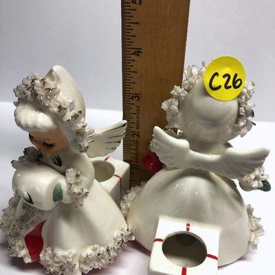 C26: Vintage Holt Howard Candle Holders Spaghetti Trim