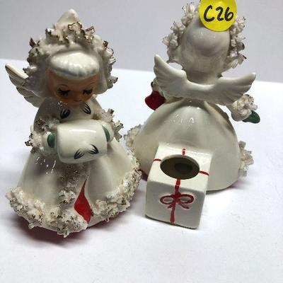 C26: Vintage Holt Howard Candle Holders Spaghetti Trim