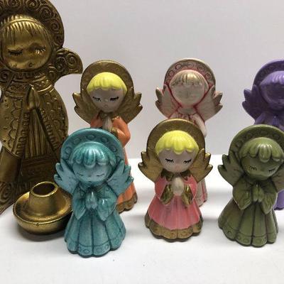 C37: Vintage Mid Century Ceramic Colorful Angels