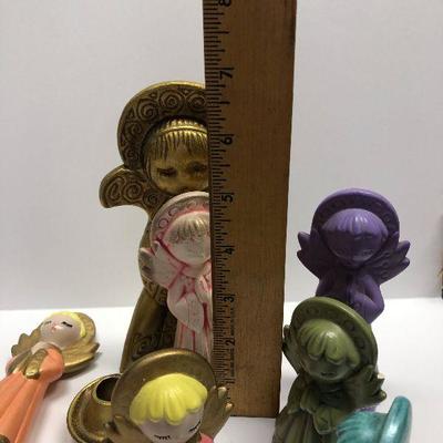 C37: Vintage Mid Century Ceramic Colorful Angels