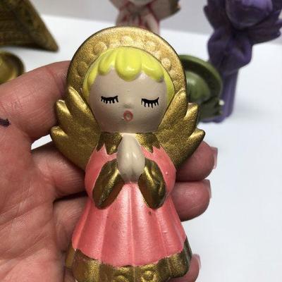 C37: Vintage Mid Century Ceramic Colorful Angels