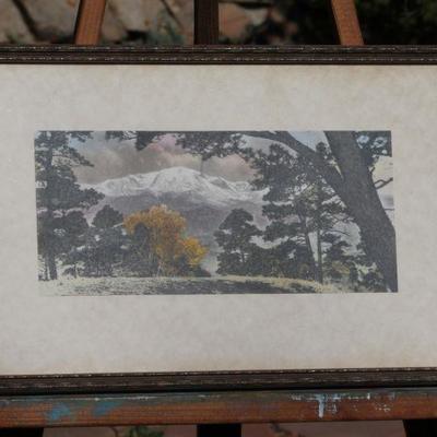 Lot 2-175: Antique Colored Mountain Landscape in Fall Framed Print {14.5