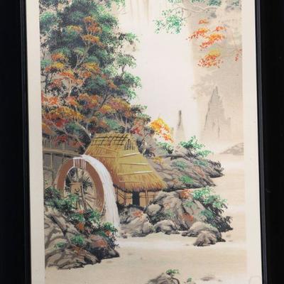 Lot 2-178: Vintage Asian Water Wheel Tall Framed Artwork {33