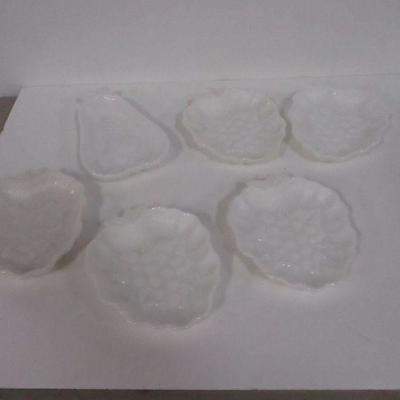 Lot 176 - Milk Glass Serving Plates - Grape & Pear Shapes