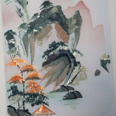 Lot 2-183: Vintage Asian Fine Art Mountain Scene Framed {14.5