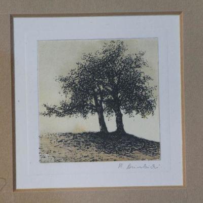 Lot 2-190: Pair of (2) Vintage Small Tree Framed Prints {Each 8