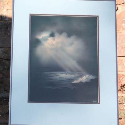 Lot 2-195: Vintage Framed Sunlight Peeking Through Clouds Print {23