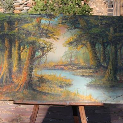 Lot 2-200: Vintage Unframed Oil Painting on Canvas {36.5