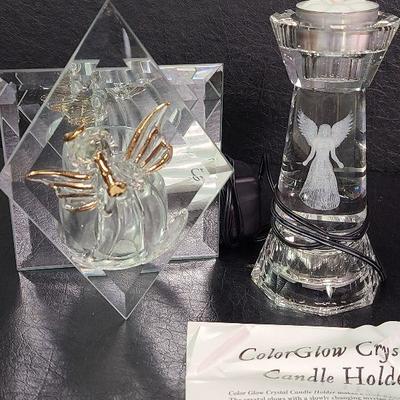 C17: Color Glow Crystal Candle Holder and Votive Mirror