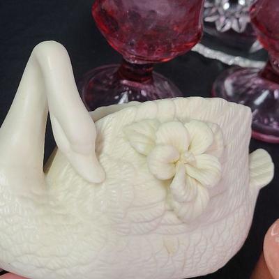 C227: Early American Prescut Divided Serving Platter and Candle Lot