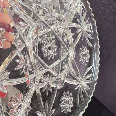 C227: Early American Prescut Divided Serving Platter and Candle Lot