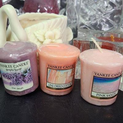 C227: Early American Prescut Divided Serving Platter and Candle Lot