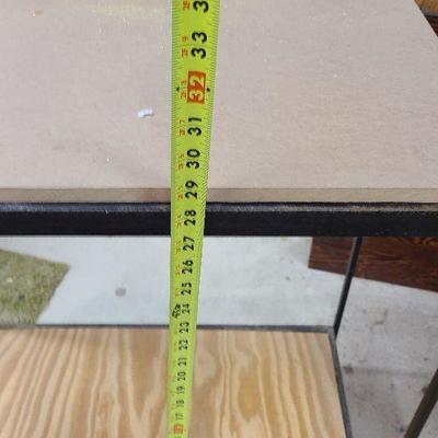 C248: Small Wood Ladder and Metal/Wood Shelf with Wire Basket