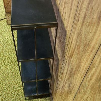 F90: Mid Century Modern Black and Gold Shelf